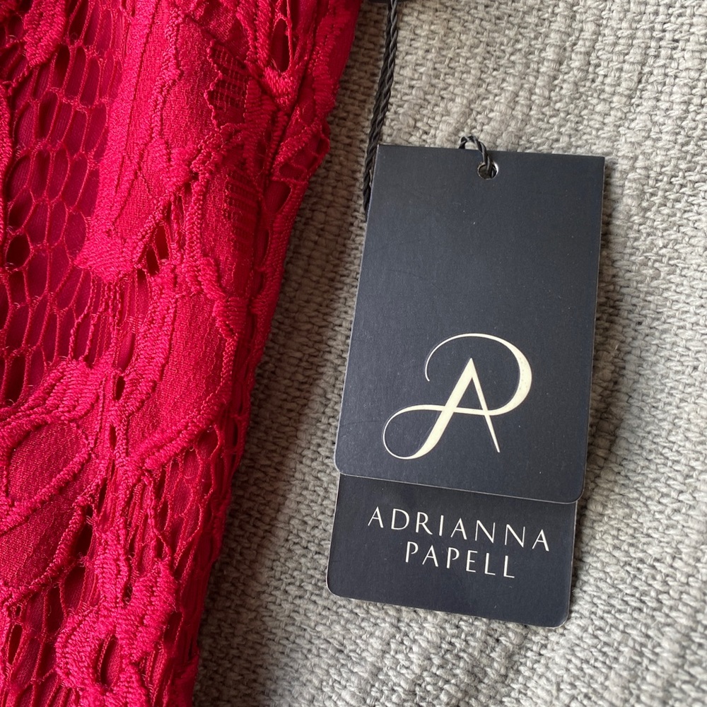 NWT Adrianna Papell Red Lace Petite Dress - Picture 6 of 7